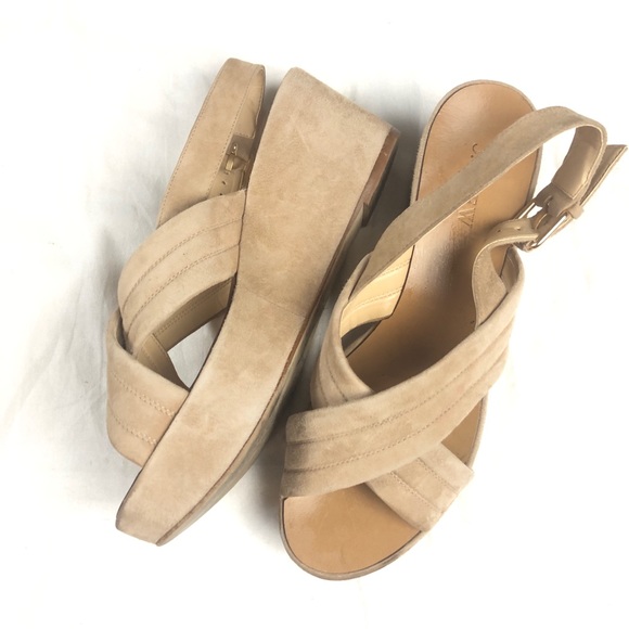 J. Crew Shoes - J crew beige cross straps platform sandals size 8